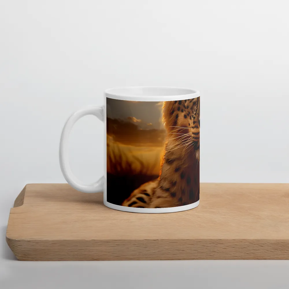 Regal Presence: The Leopard at Sunset | Mug with White inside | 11 oz