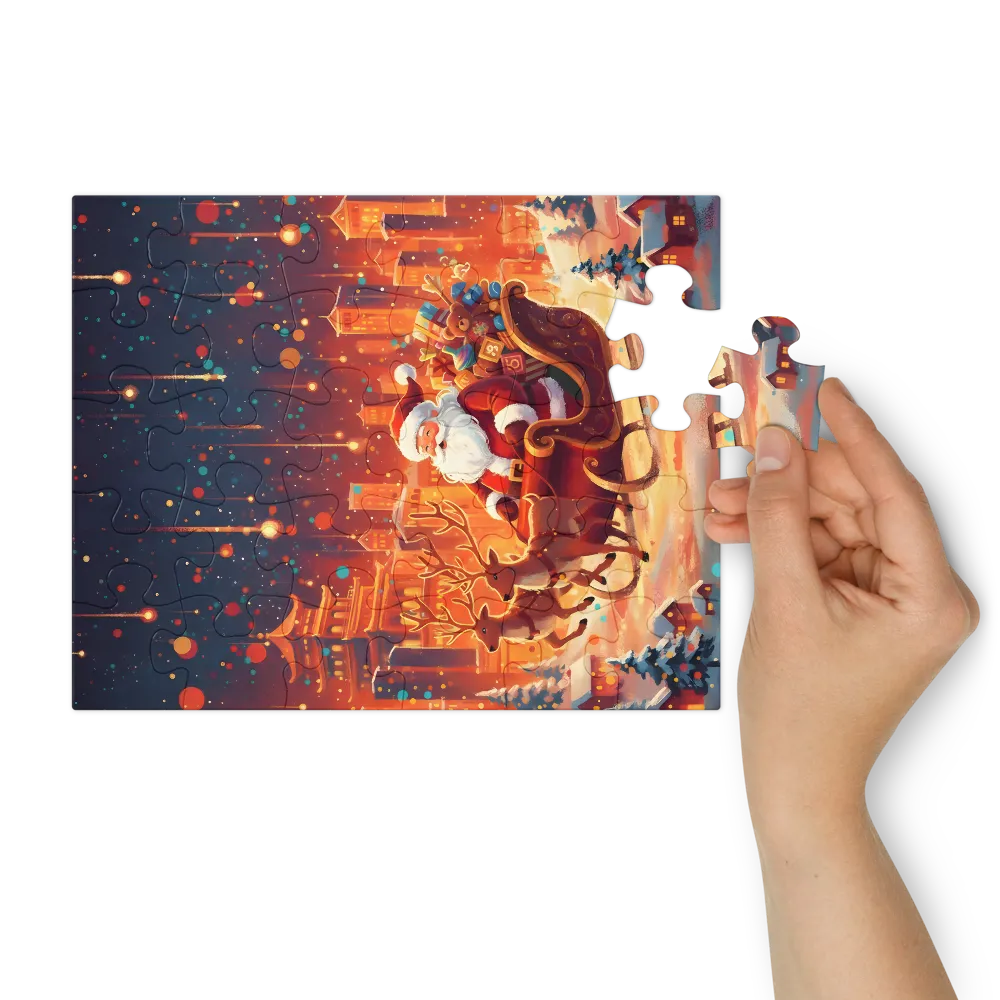 Santa's Midnight Flight 
 Jigsaw Puzzle in Tin Box