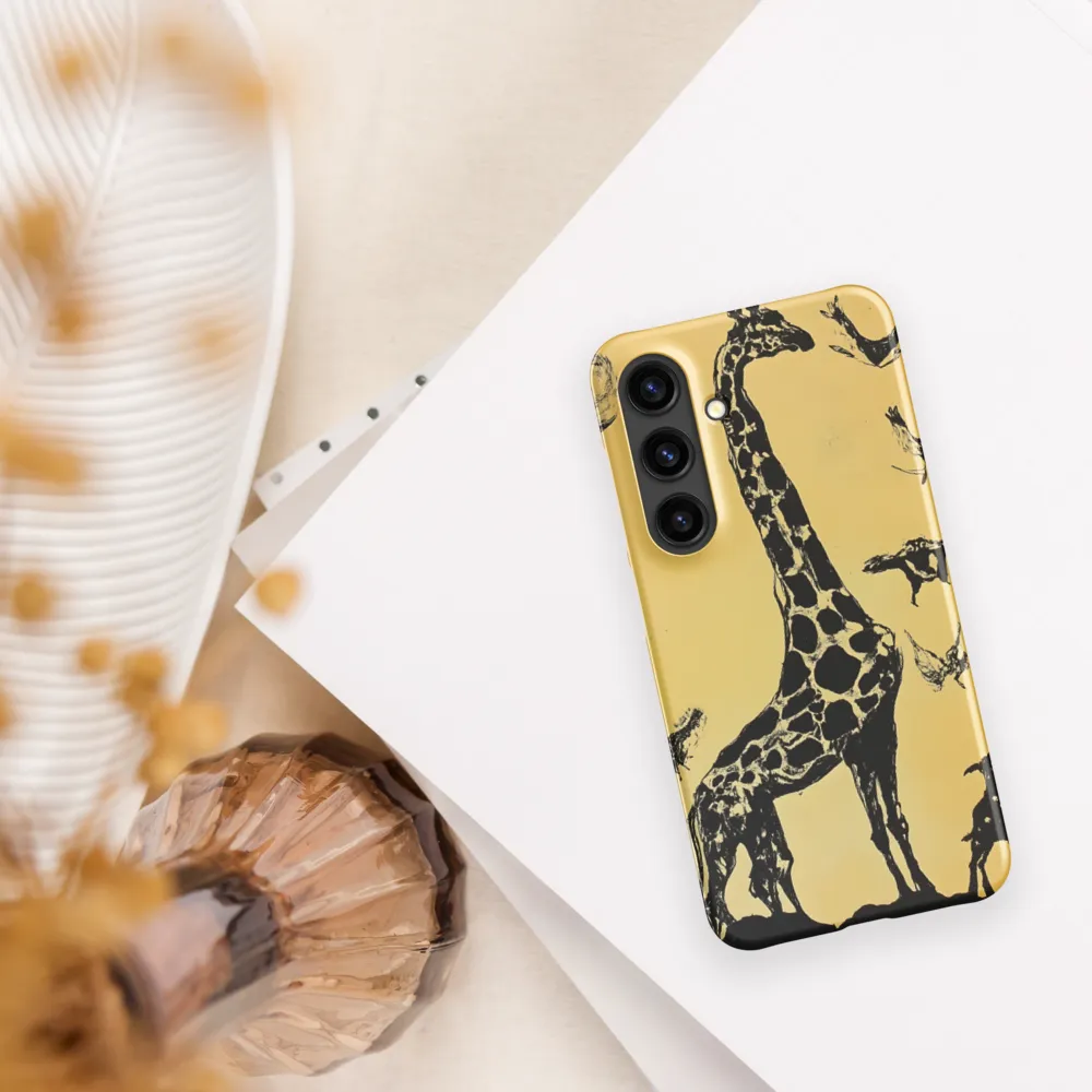Whimsical Harmony of Giraffe and Birds