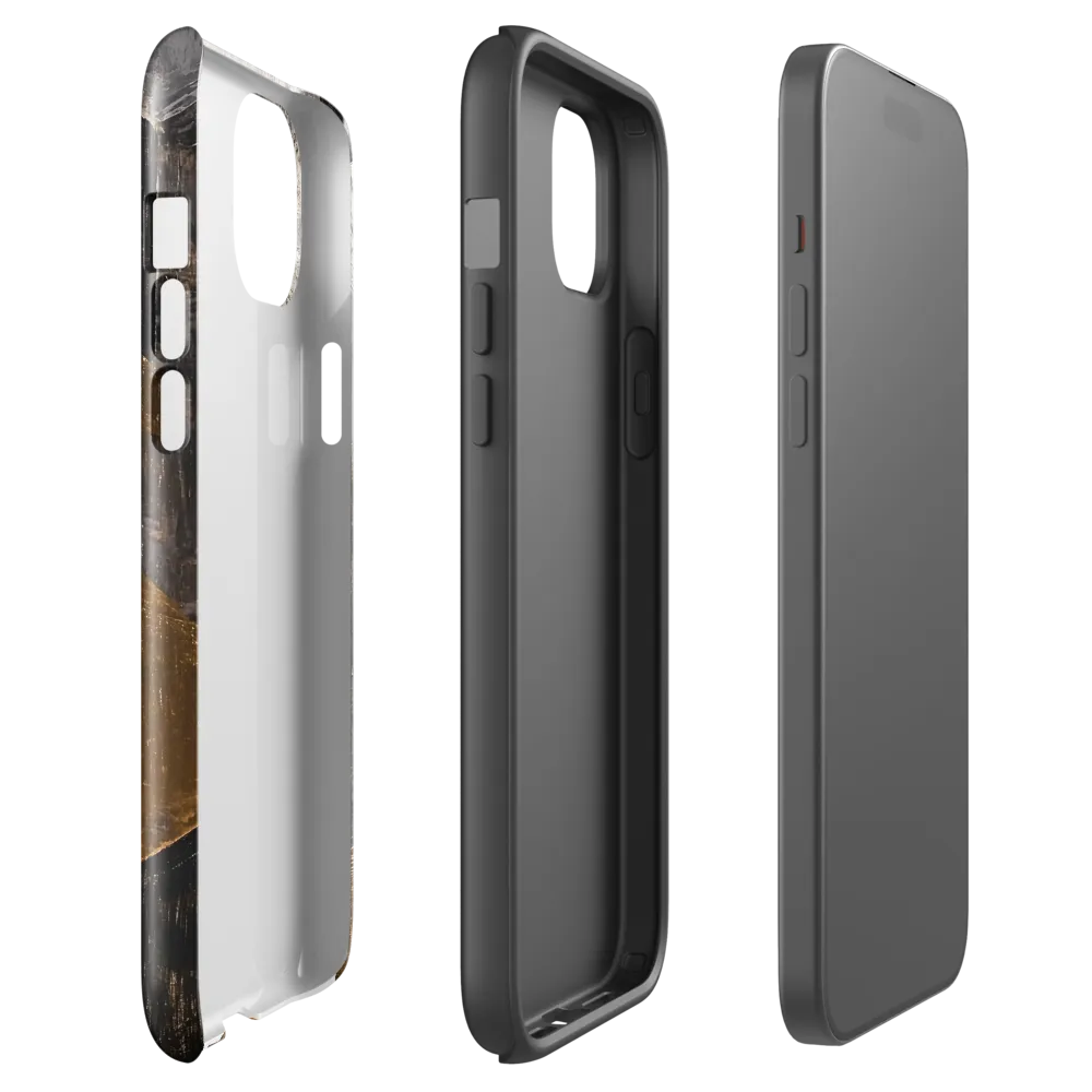 Geometric Harmony in Gold and Black | Phone Case |  15 Plus | Tough Case | Glossy
