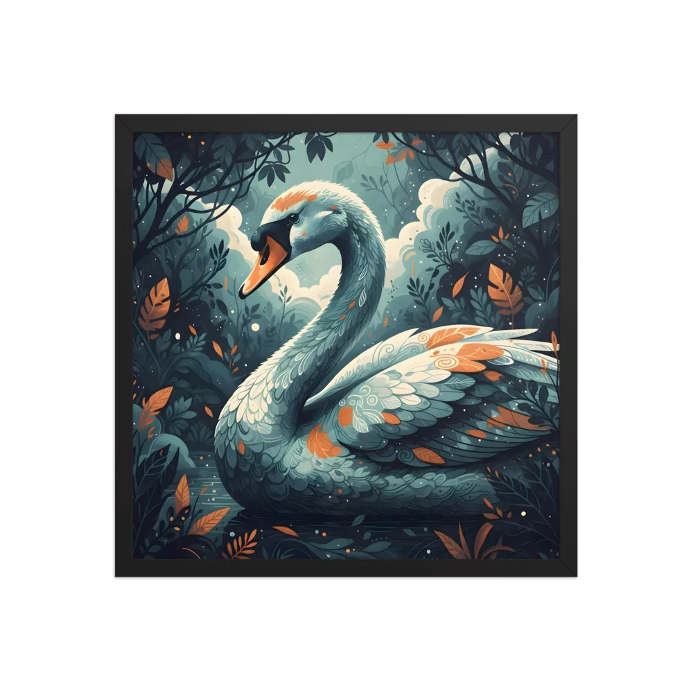 Grove Swan 
 Poster with Black Frame | 18″x 18″