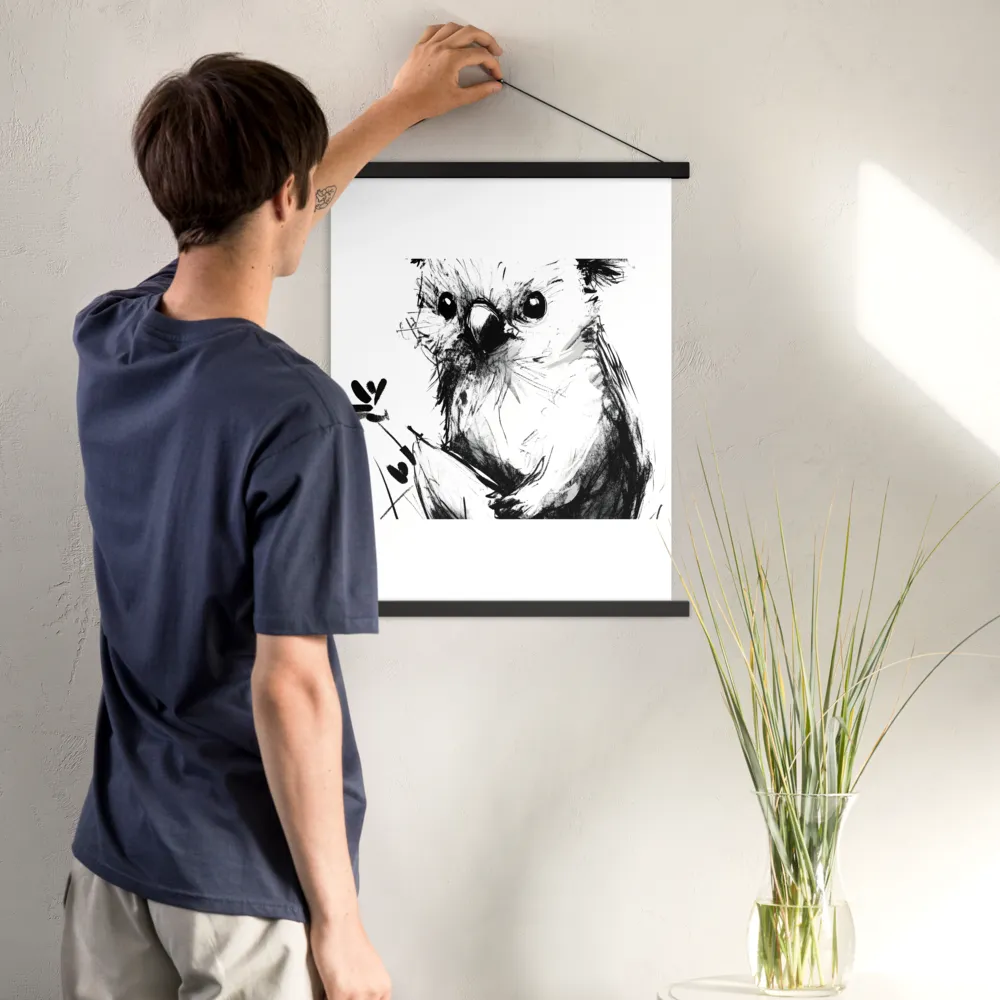 Whimsical Koala in Ink | Poster With Black Wood Hanger | 18″×24″