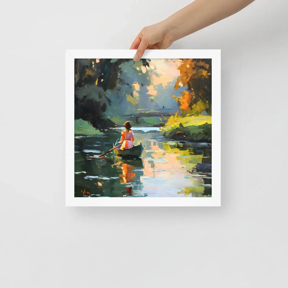 Rowing at Dusk 
 Poster with White Frame | 14″x 14″