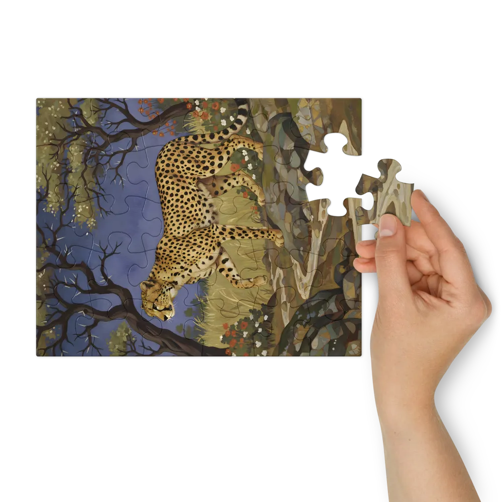 Cheetah by the Stream 
 Jigsaw Puzzle in Tin Box
