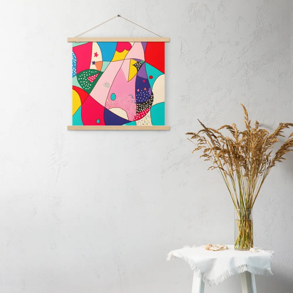 Playful Geometry in Color | Poster With Oak Wood Hanger | 18″×18″