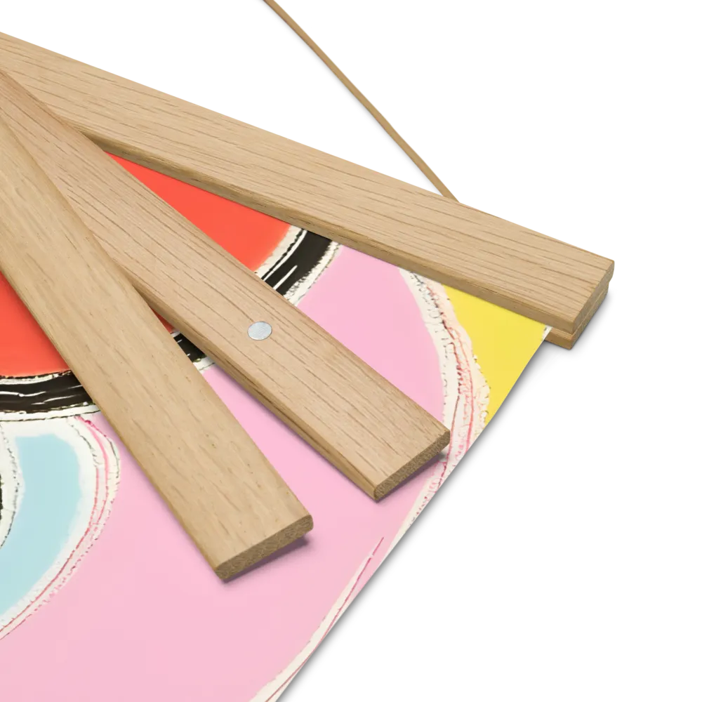Whimsical Portrait in Colorful Abstraction | Poster With Oak Wood Hanger | 16″×16″