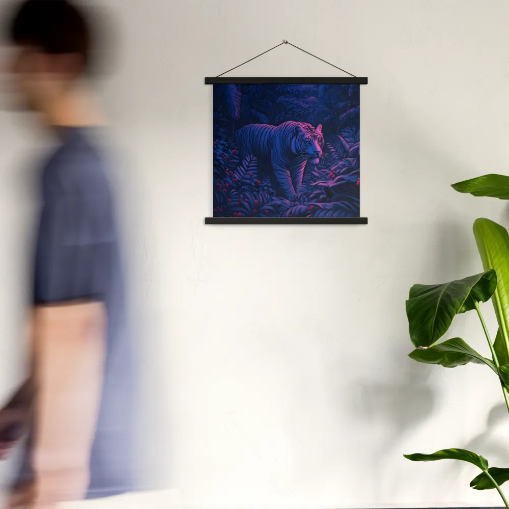 Mystic Prowler: The White Tiger in the Jungle | Poster With Black Wood Hanger | 18″×18″