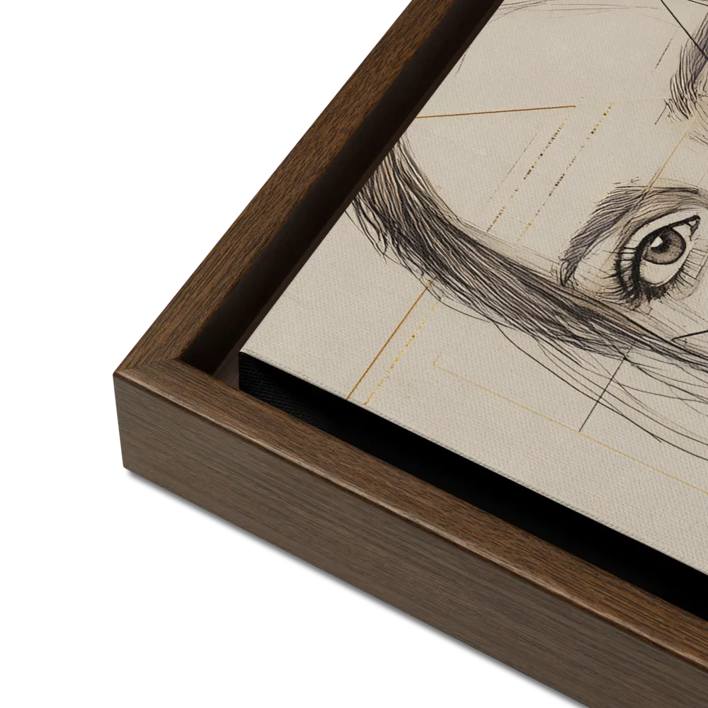 Geometric Elegance: A Modern Portrait | Canvas with Brown Frame | 16″×16″