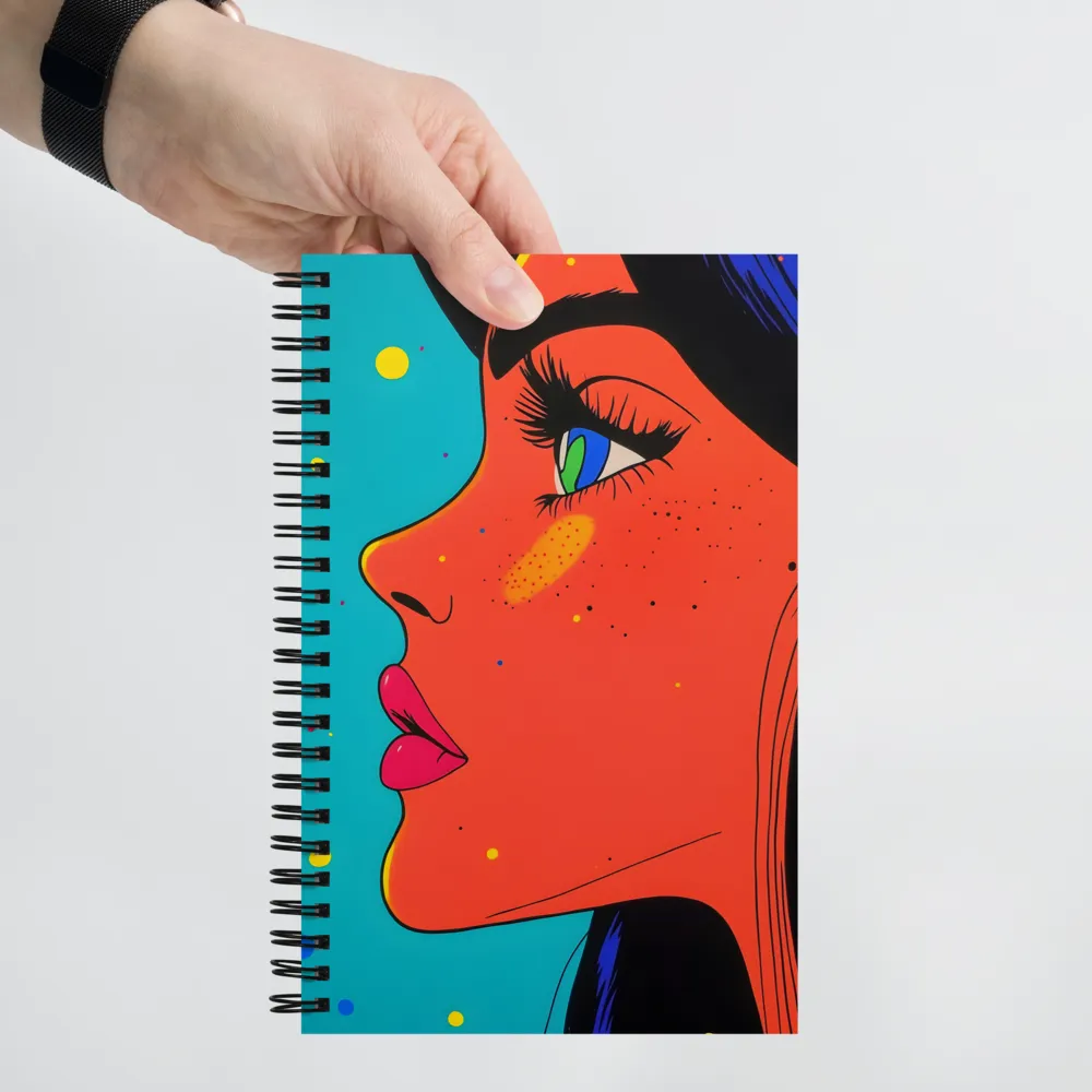 Vibrant Feminine Profile in Pop Art | Spiral Notebook