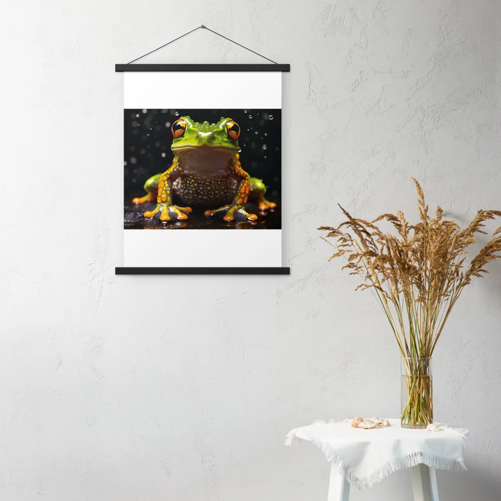 Emerald Elegance: The Frog in Focus | Poster With Black Wood Hanger | 18″×24″