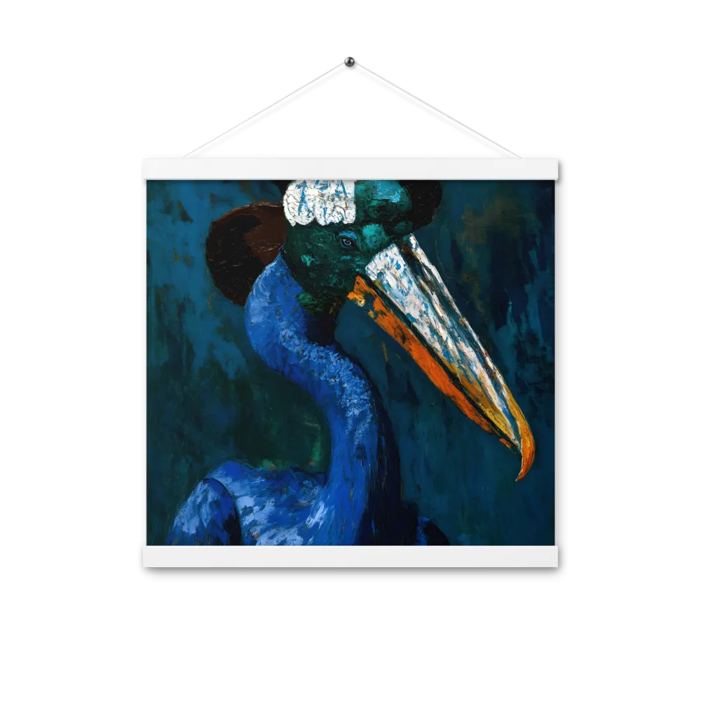 Majestic Absurdity: The Hat-Wearing Bird | Poster With White Wood Hanger | 16″×16″