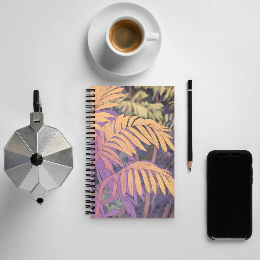 Harmonious Leaves in Digital Twilight | Spiral Notebook