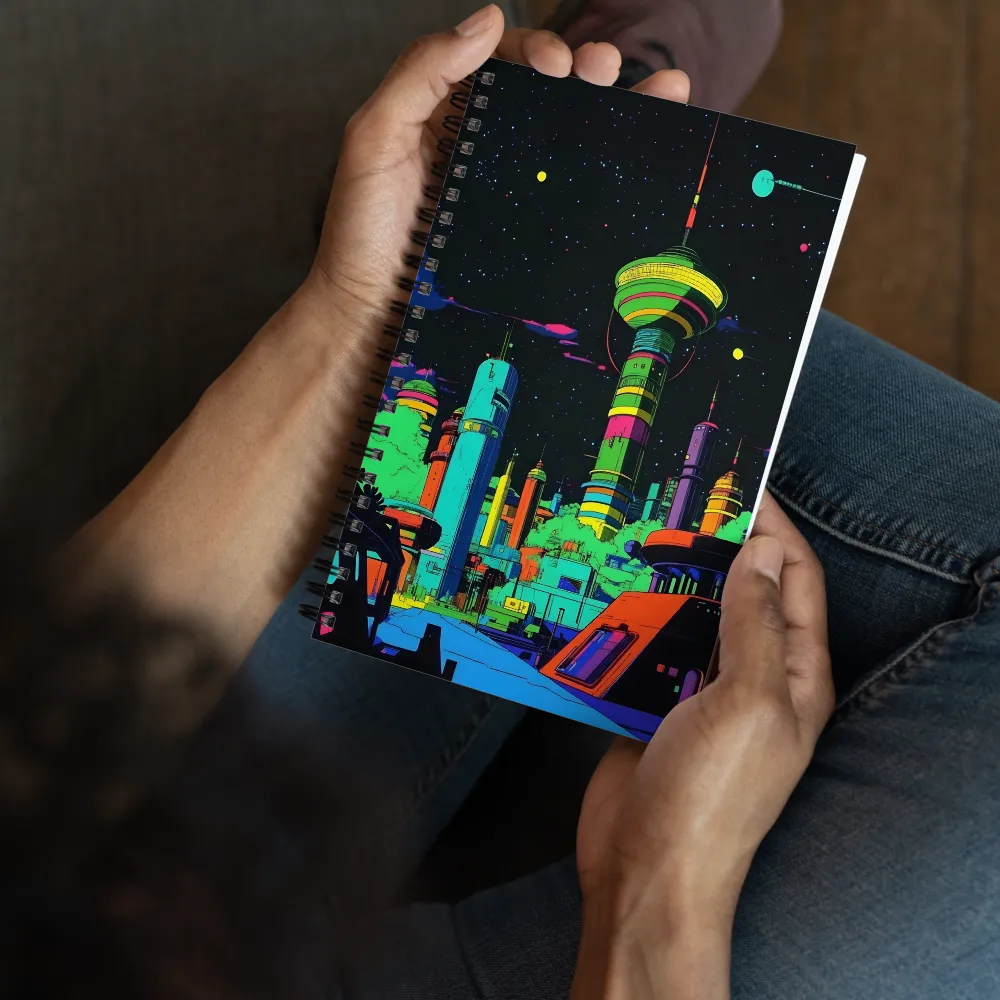 Neon Dreams: A Futuristic Cityscape | Spiral Notebook