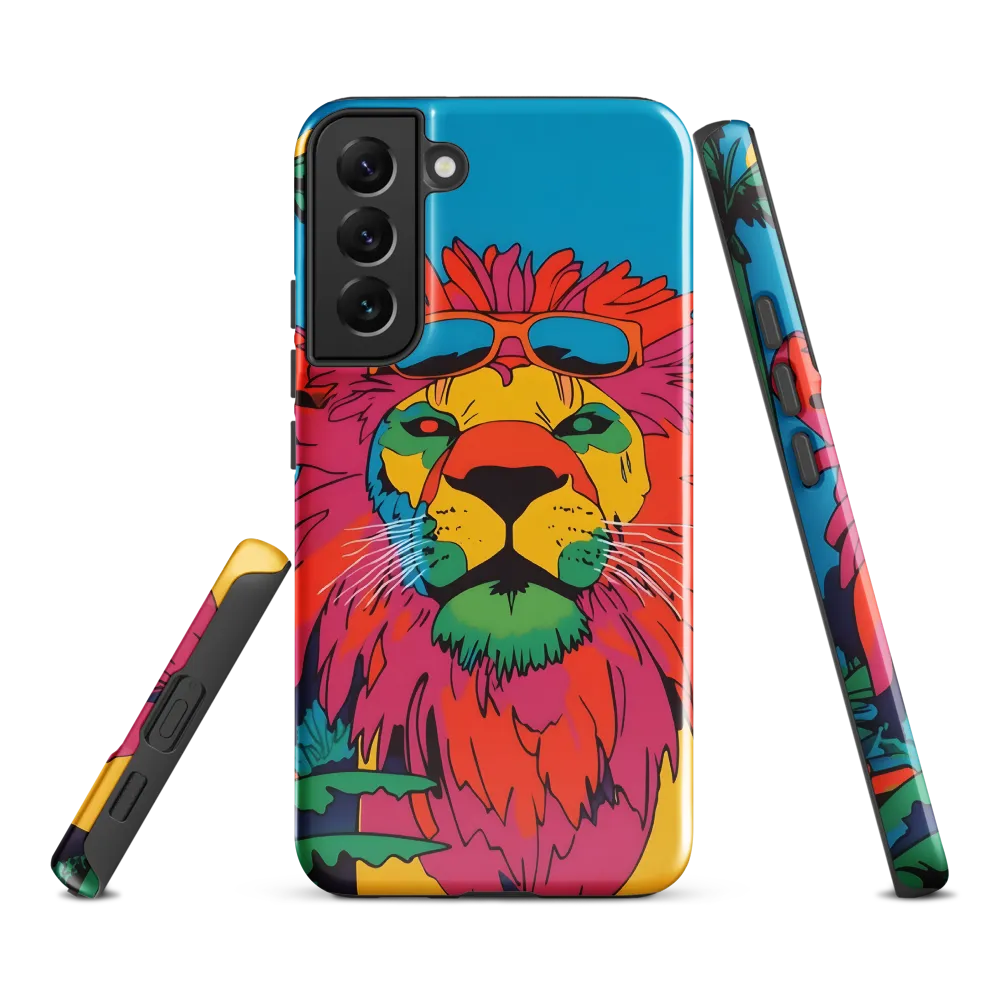 Lion with Sunglasses: A Vibrant Tropical Portrait