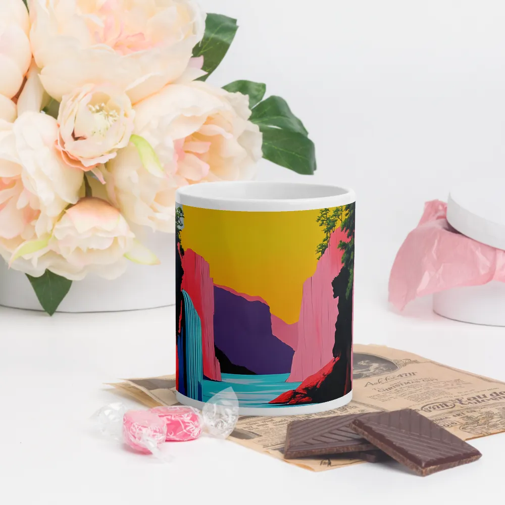 Dreamscape of Pink Cliffs and Turquoise Waters | Mugs | Multiple Sizes & Colors