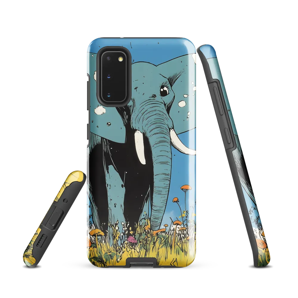 Whimsical Blue Elephant in Bloom