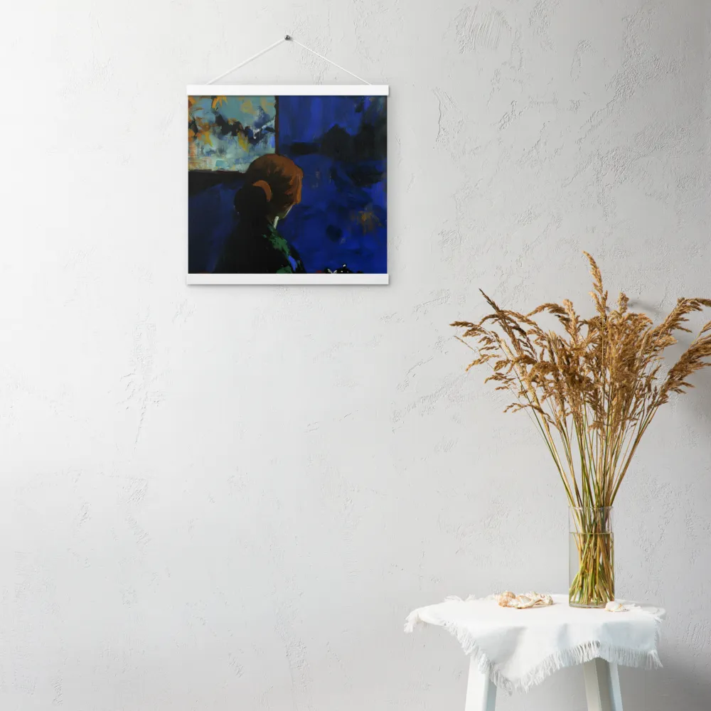 Contemplation Under the Night Sky | Poster With White Wood Hanger | 16″×16″