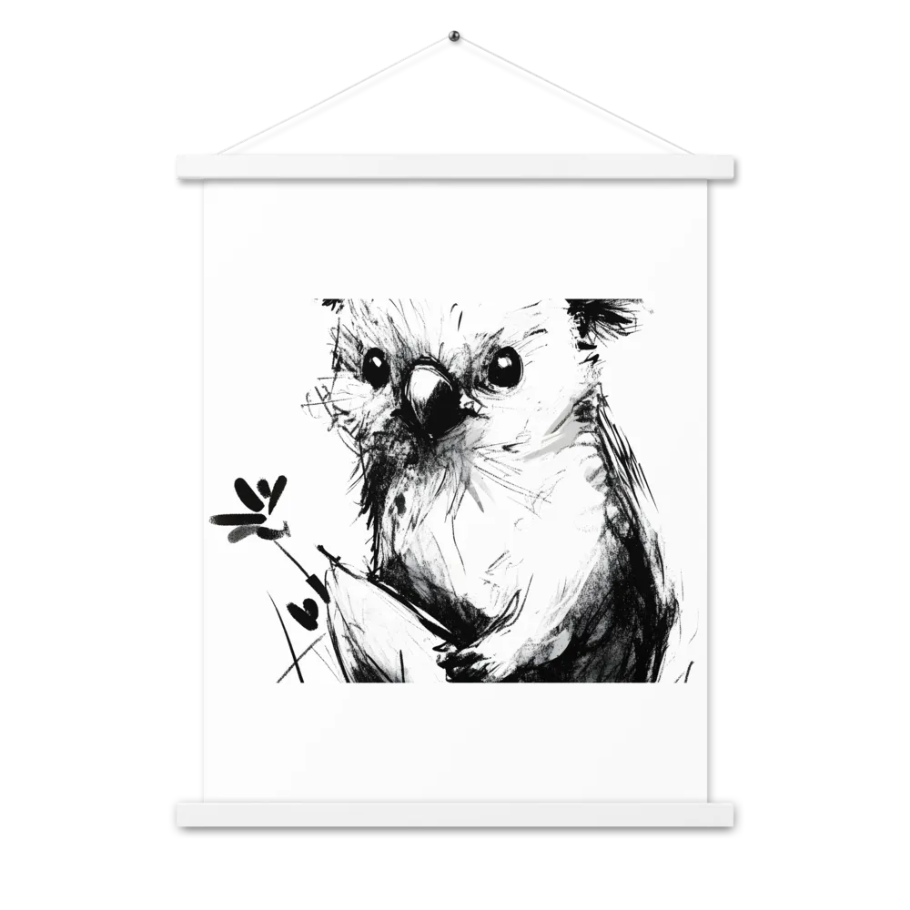 Whimsical Koala in Ink | Poster With White Wood Hanger | 18″×24″