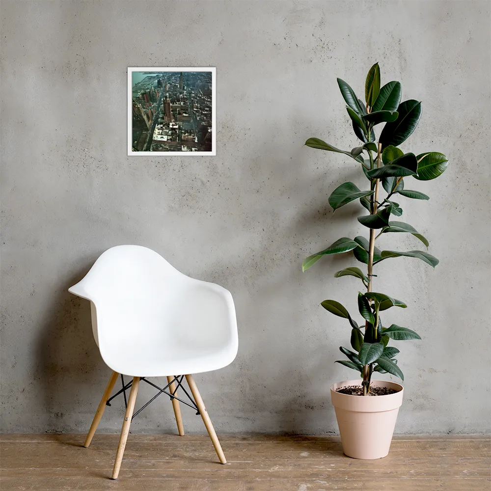 Aerial Symphony of Urban Life | Poster with White Frame | 14″×14″