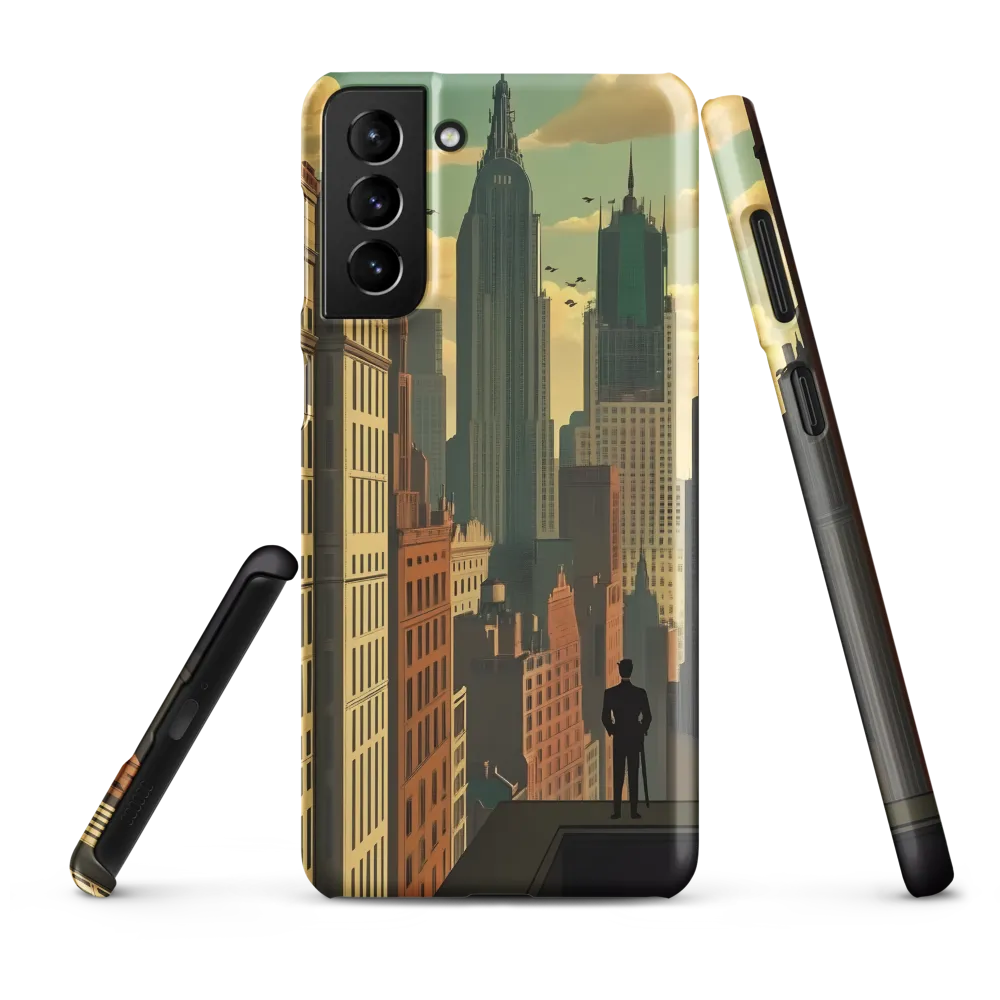 Urban Dreams: A Silhouette in Art Deco Cityscape