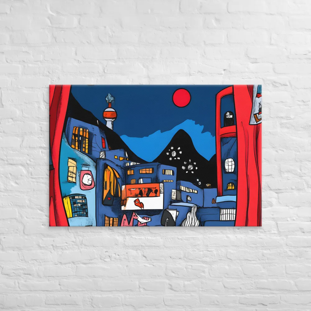 Whimsical Cityscape at Night | Canvas | 32″×48″