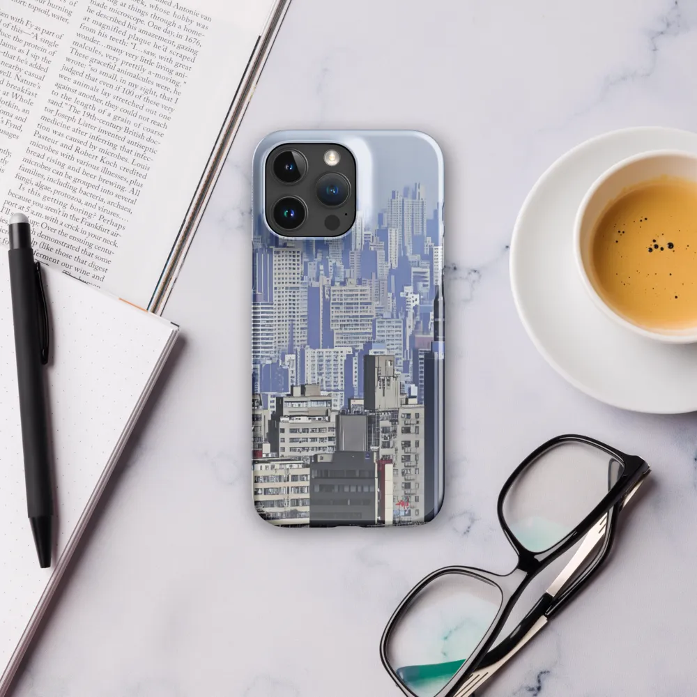 Urban Symphony: A Cityscape in Blues and Grays | Phone Case |  16 Pro Max | Snap Case | Glossy