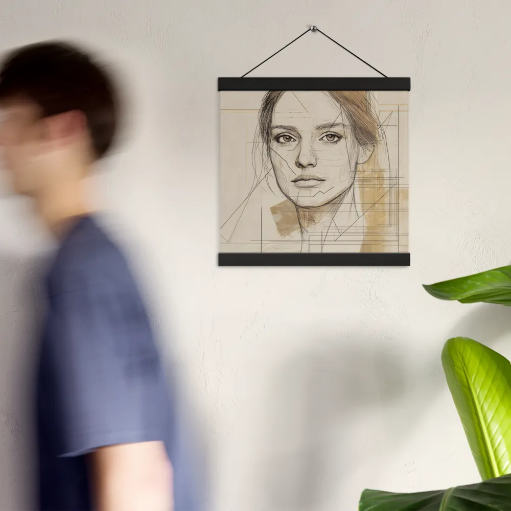 Geometric Elegance: A Modern Portrait | Poster With Black Wood Hanger | 12″×12″