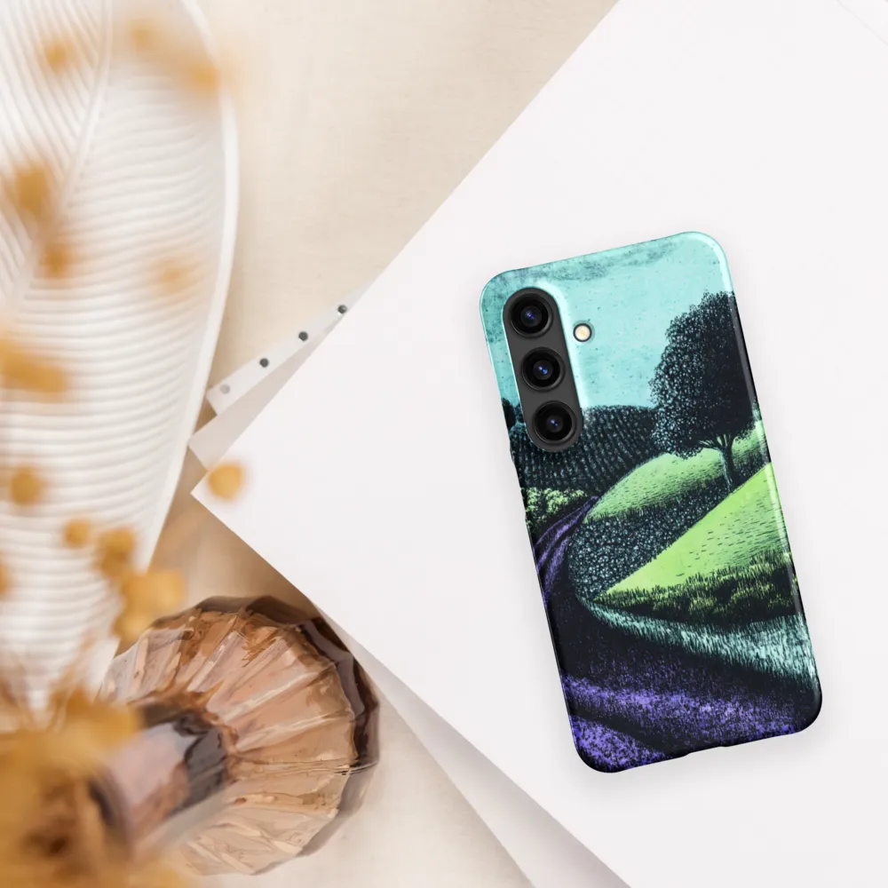 Winding Serenity: A Modern Landscape | Phone Case |  S24 | Snap Case | Matte