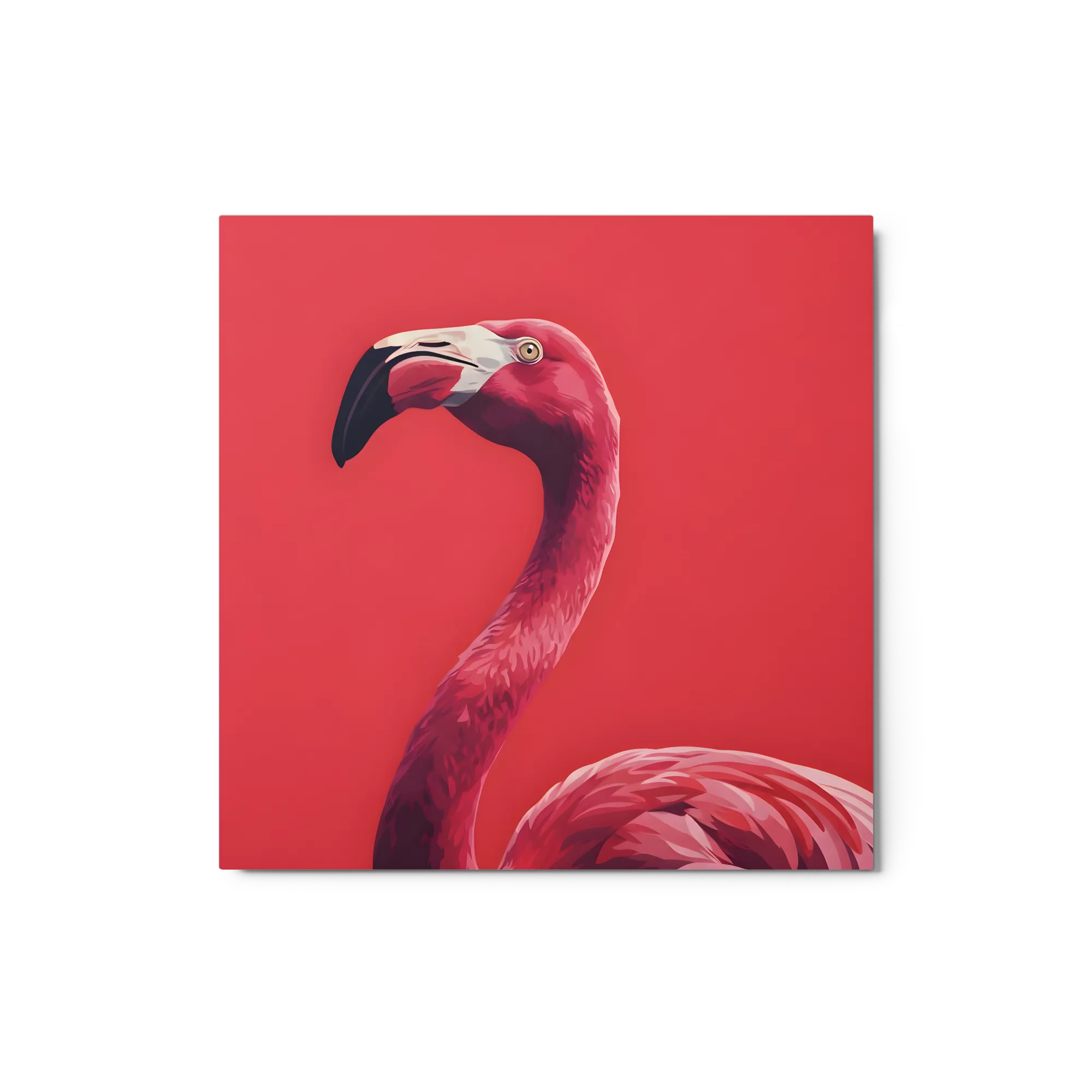 Crimson Flamingo 
 Metal Print | 12″x 12″
