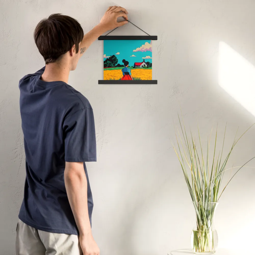 Whispers of a Sunlit Meadow | Poster With Black Wood Hanger | 10″×10″