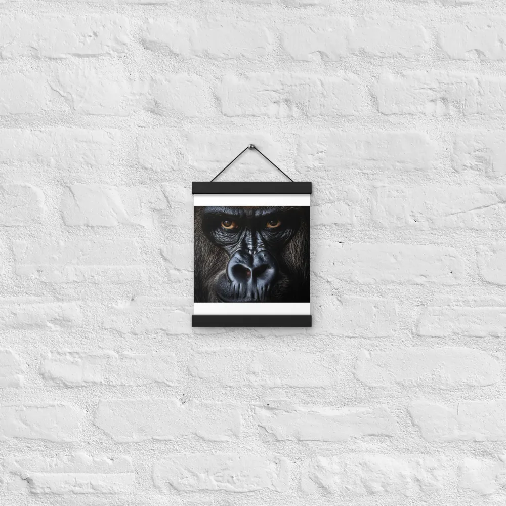 Gaze of the Wild: A Gorilla's Portrait | Poster With Black Wood Hanger | 8″×10″