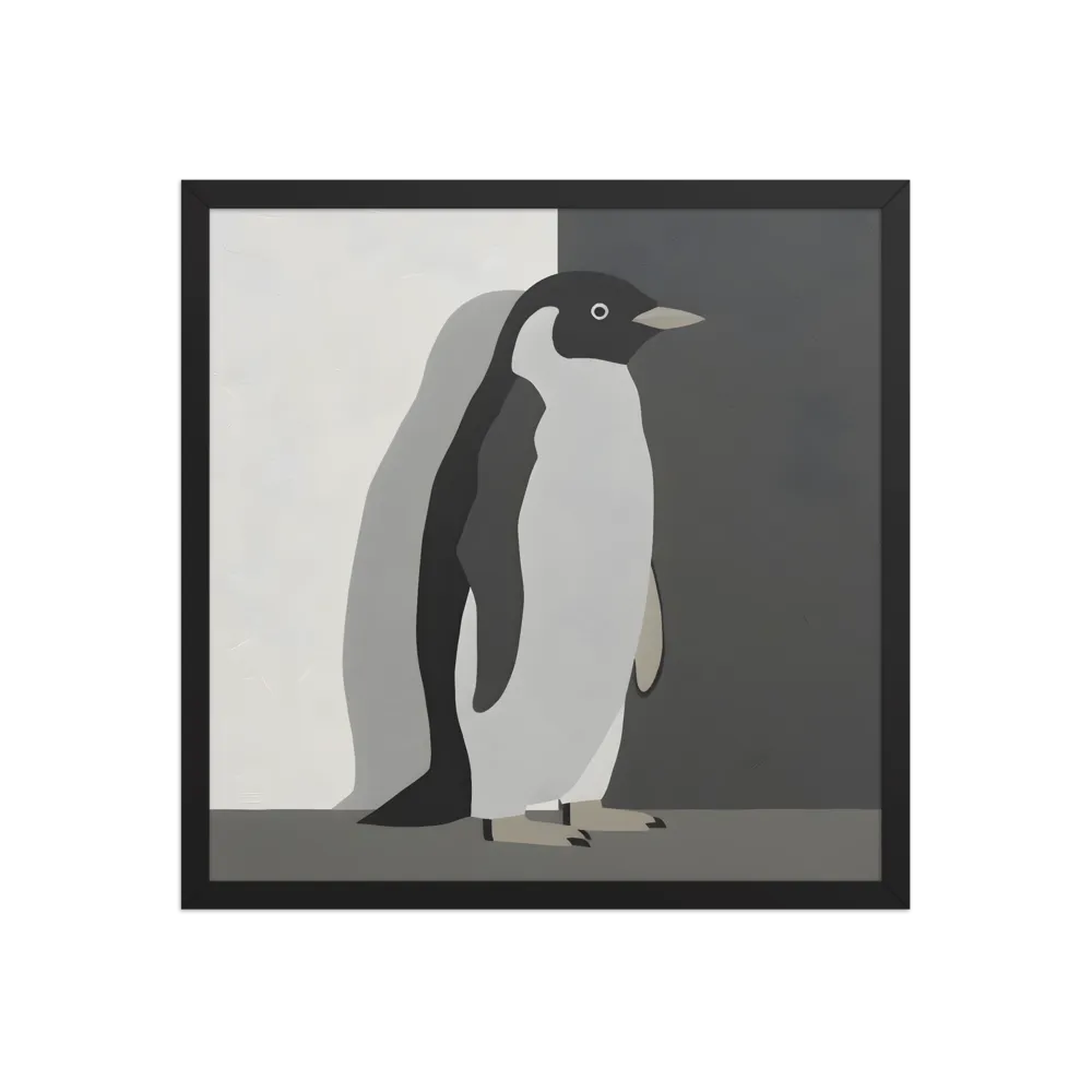 Monochrome Penguin 
 Poster with Black Frame | 18″x 18″