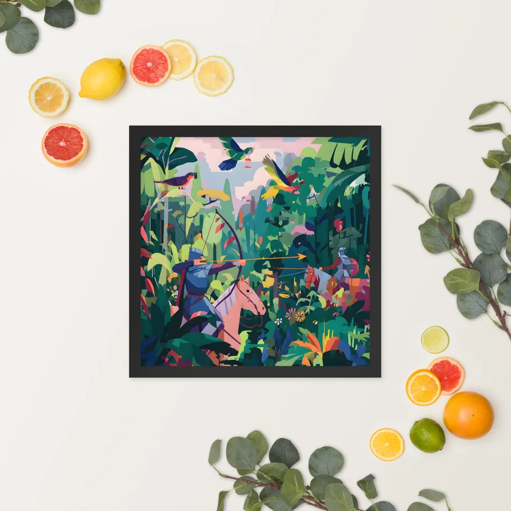 Jungle Archers 
 Poster with Black Frame | 16″x 16″