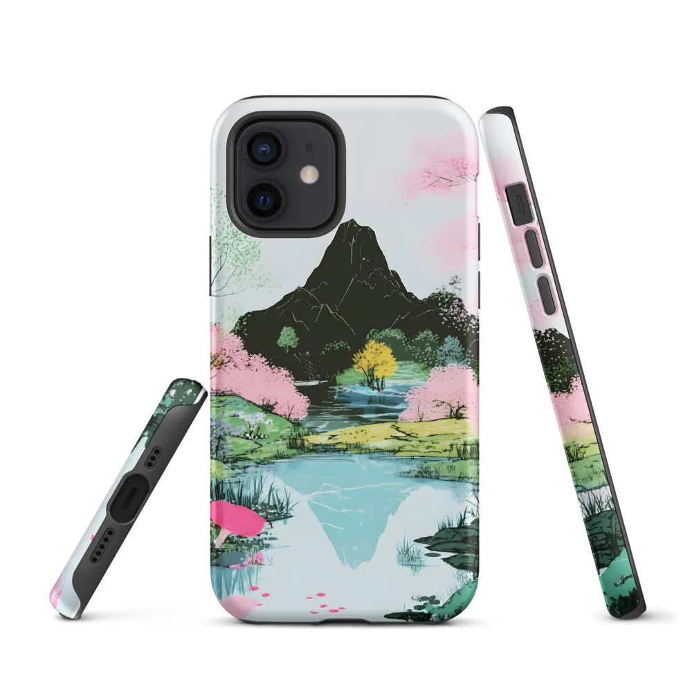 Tranquil Reflections: A Serene Landscape | Phone Case |  12 | Tough Case | Matte