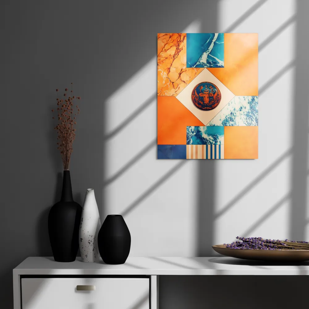 Harmonious Encounters: Abstract Geometry | Metal Print | 16″×20″