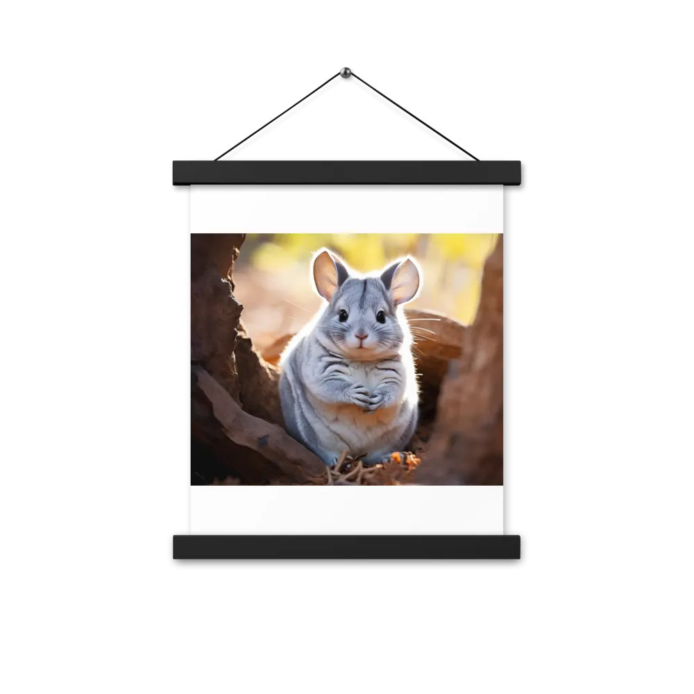 Gentle Whispers of Nature: The Chinchilla | Poster With Black Wood Hanger | 11″×14″