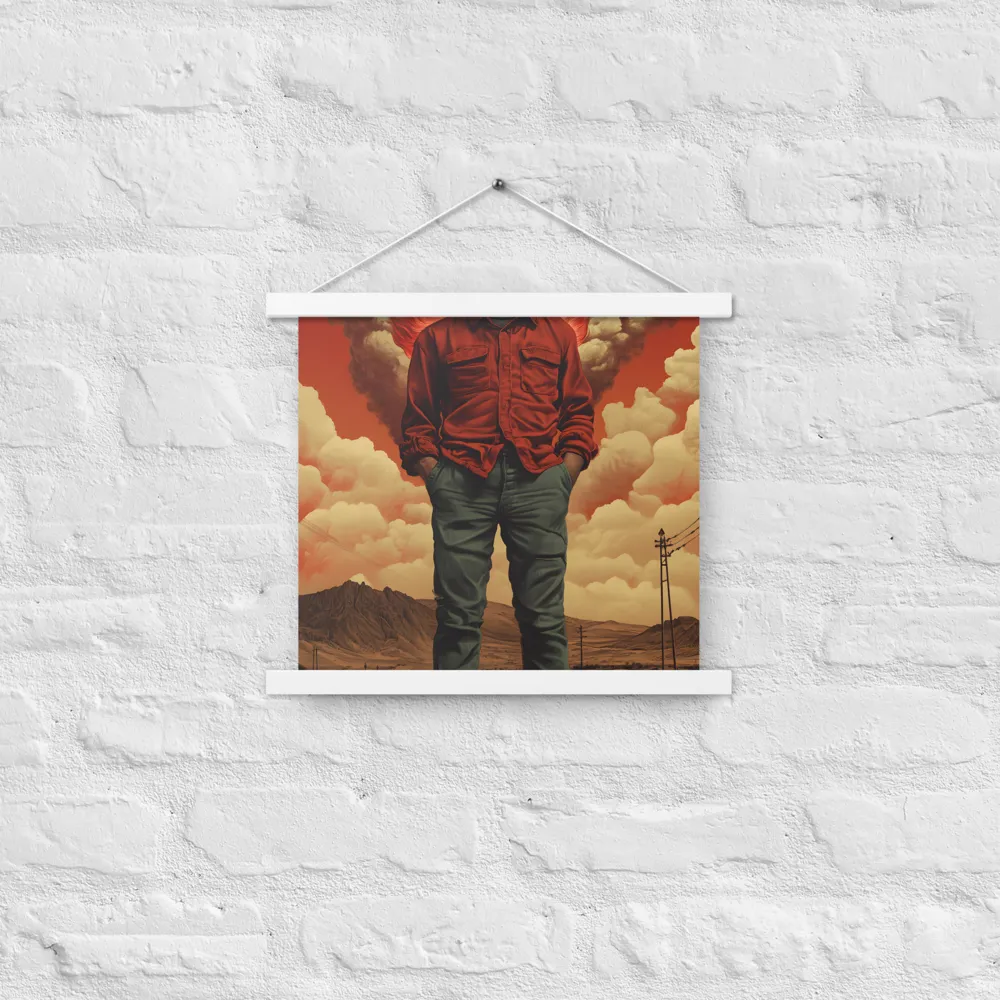 Defiant Spirit in a Surreal Landscape | Poster With White Wood Hanger | 14″×14″