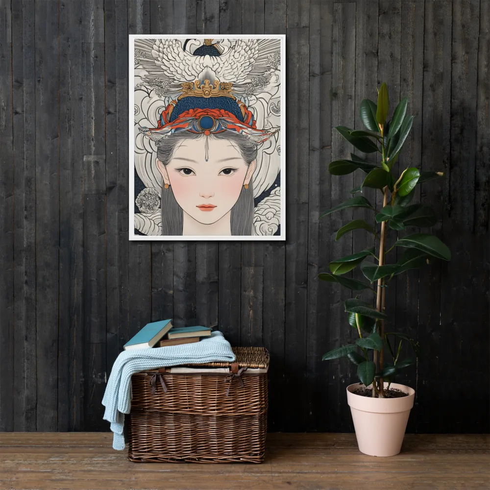 Serenity in Myth: A Traditional Portrait | Canvas with White Frame | 24″×32″