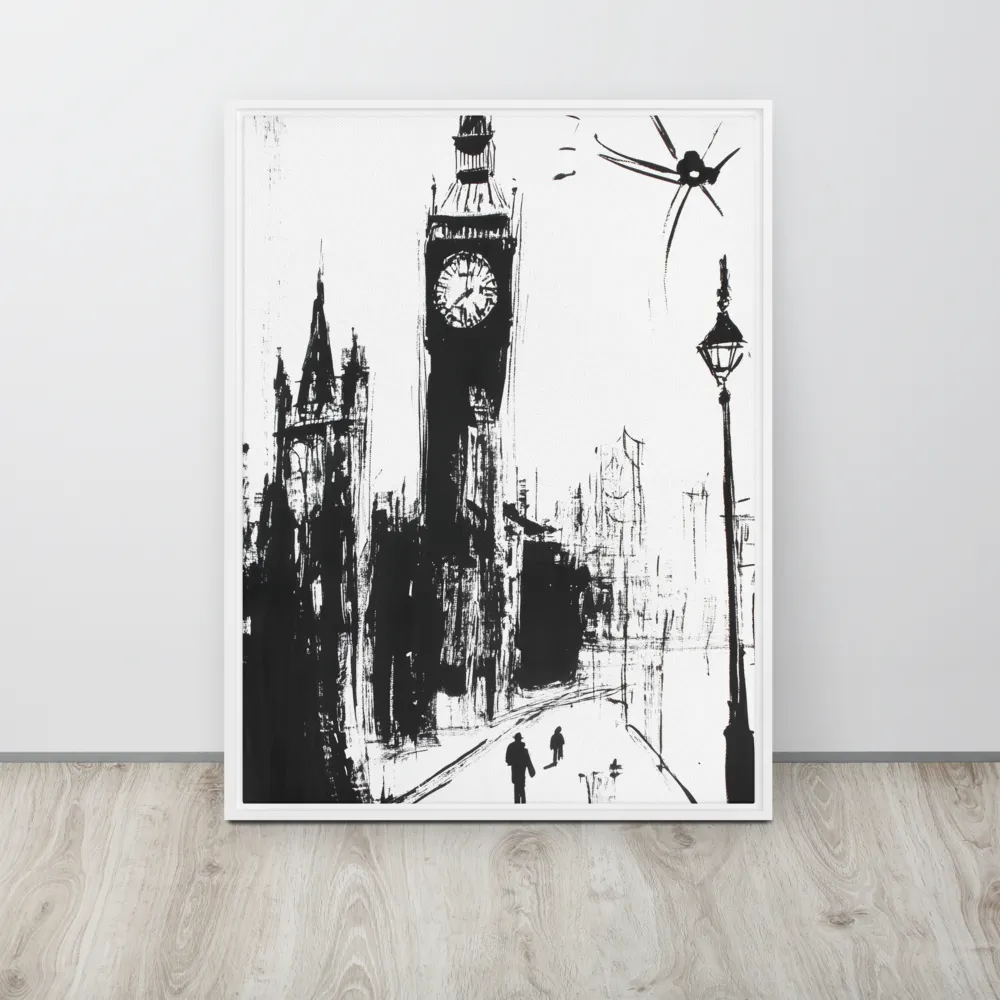 Clock Tower in Motion | Canvas with White Frame | 24″×32″