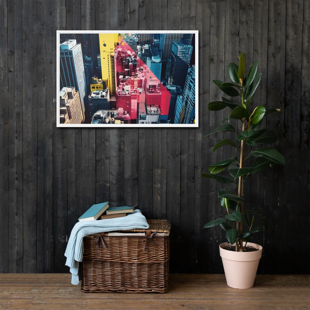 Dynamic Urban Symphony | Canvas with White Frame | 24″×36″