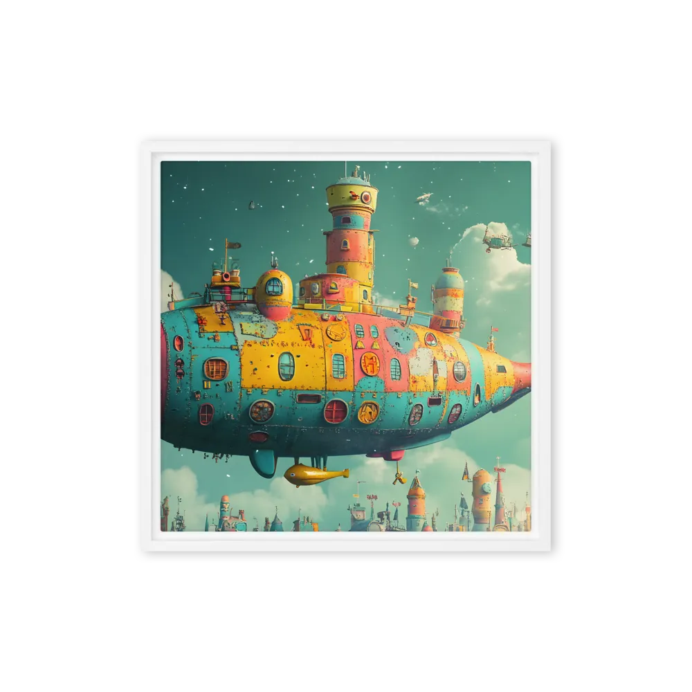 Submerged Dreams: A Whimsical Voyage | Canvas with White Frame | 16″×16″