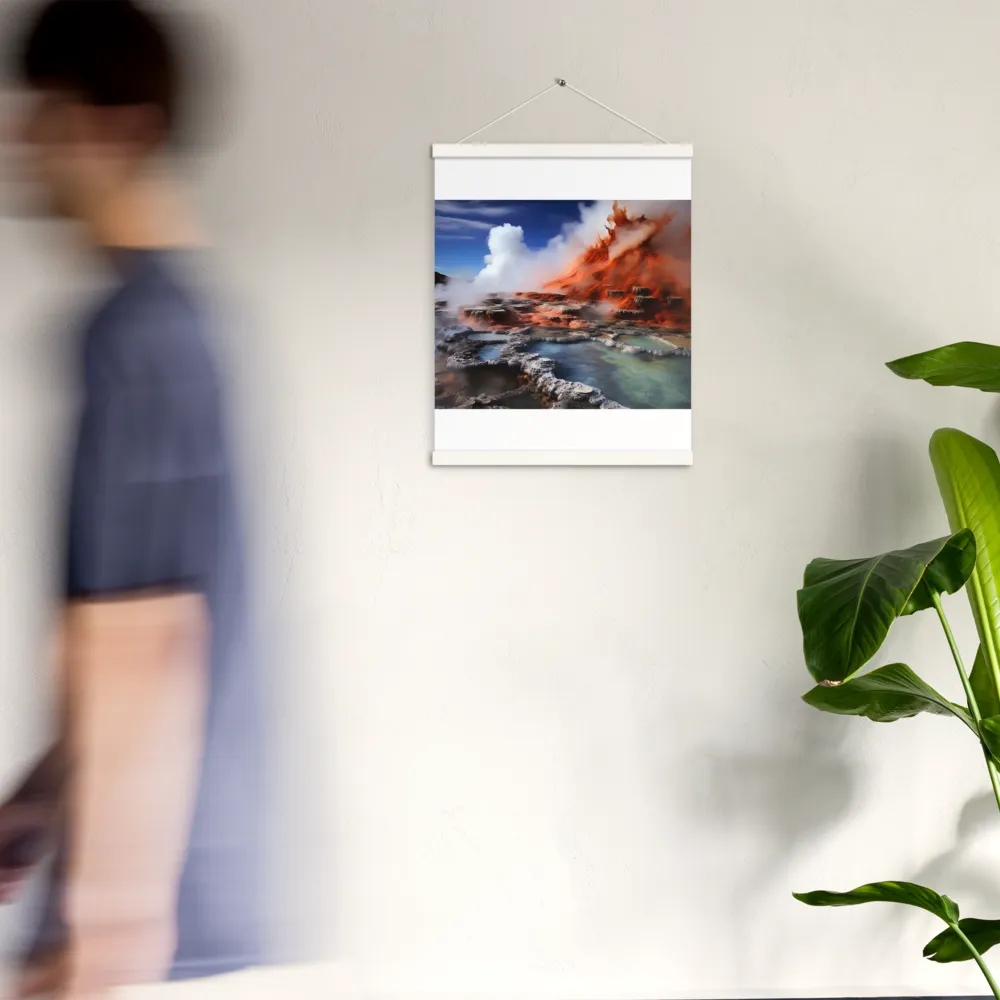 Nature's Fury: The Volcano's Expression | Poster With White Wood Hanger | 16″×20″