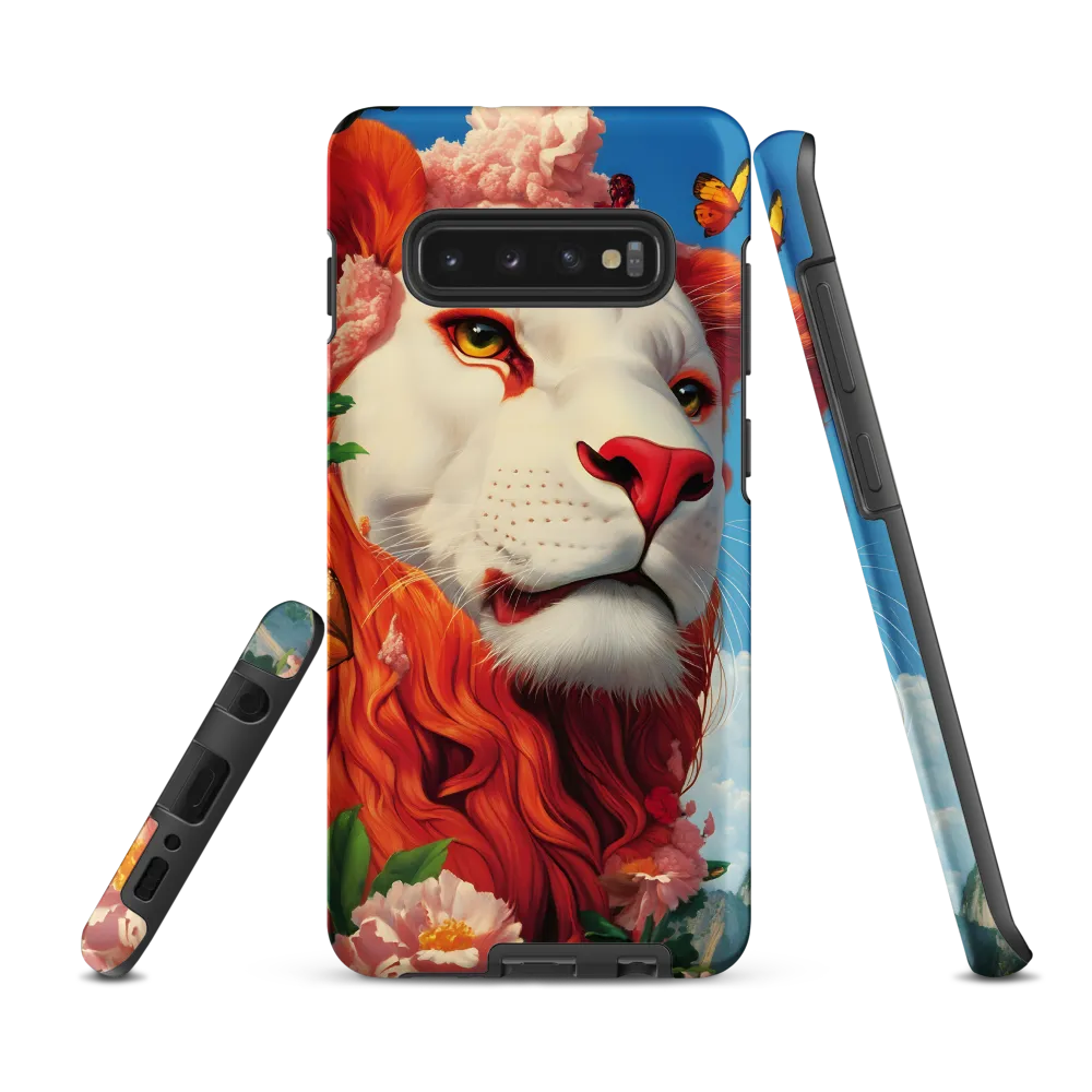 Majestic Lion Amidst Floral Splendor