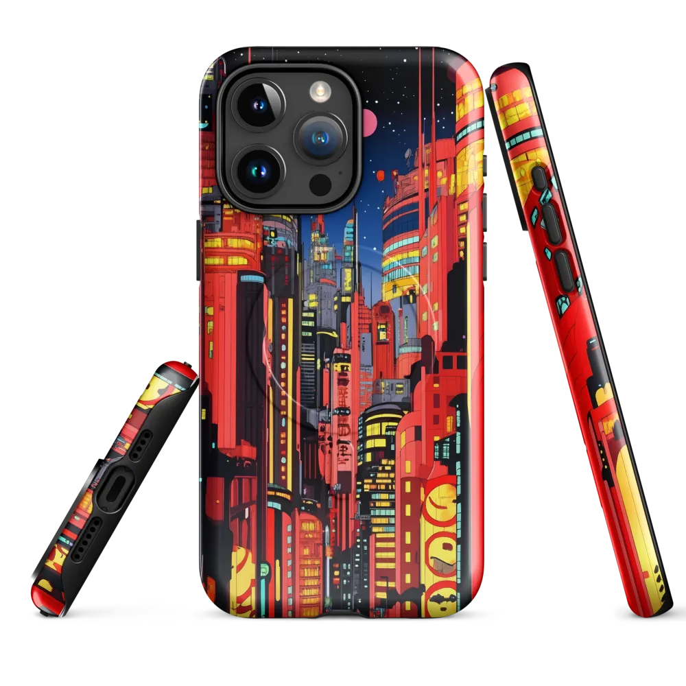 Neon Dreams: A Cyberpunk Cityscape | Phone Case |  15 Pro Max | MagSafe® Tough Case | Glossy