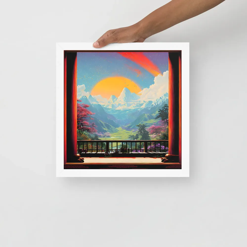 Golden Mountain Vista 
 Poster with White Frame | 14″x 14″