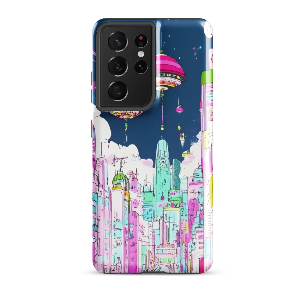 Futuristic Cityscape with Floating Structures | Phone Case |  S21 Ultra | Tough Case | Glossy