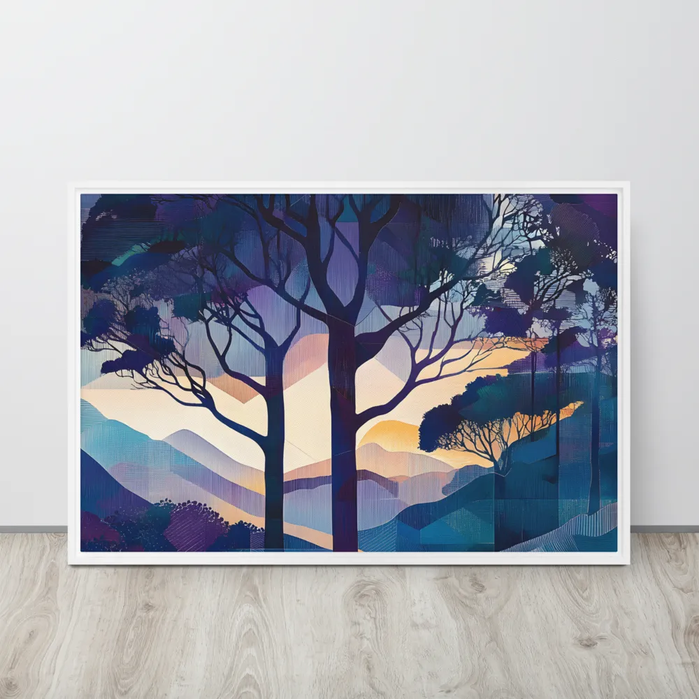 Tranquil Geometry: A Journey Through Color | Canvas with White Frame | 24″×36″