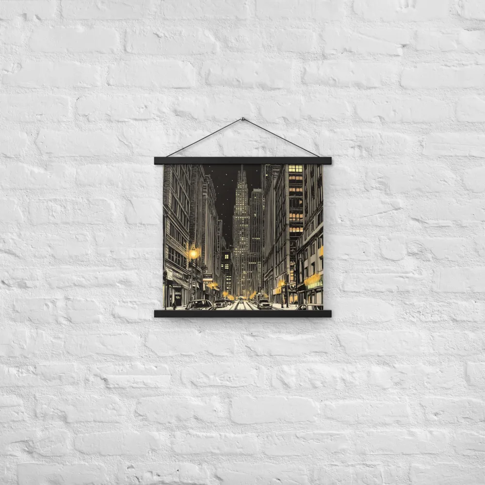 Whispers of the Night City | Poster With Black Wood Hanger | 18″×18″