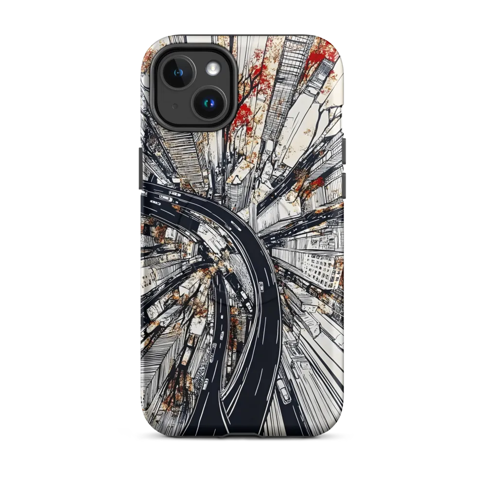 Urban Symphony: Aerial View of Life | Phone Case |  14 Plus | MagSafe® Tough Case | Matte