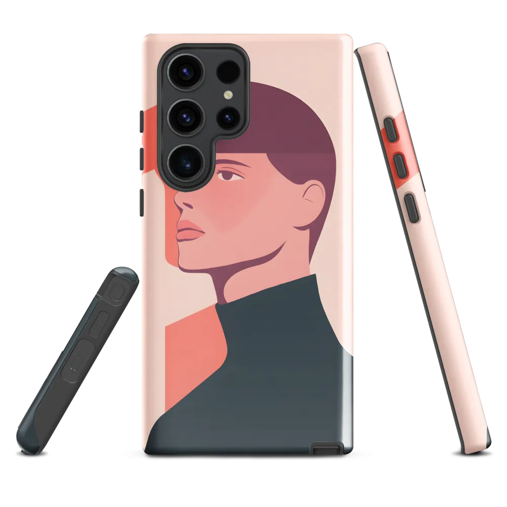 Contemplative Portrait in Minimalism | Phone Case |  S23 Ultra | Tough Case | Glossy